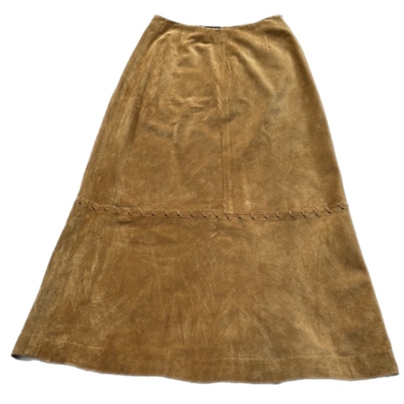 Eddie Bauer Dresses & Skirts - Eddie Bauer Western Yellowstone Suede Leather Petite Cognac skirt